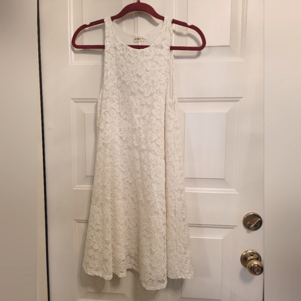 Soft beautiful lace tank dress fully lined by Ginger G, size Small